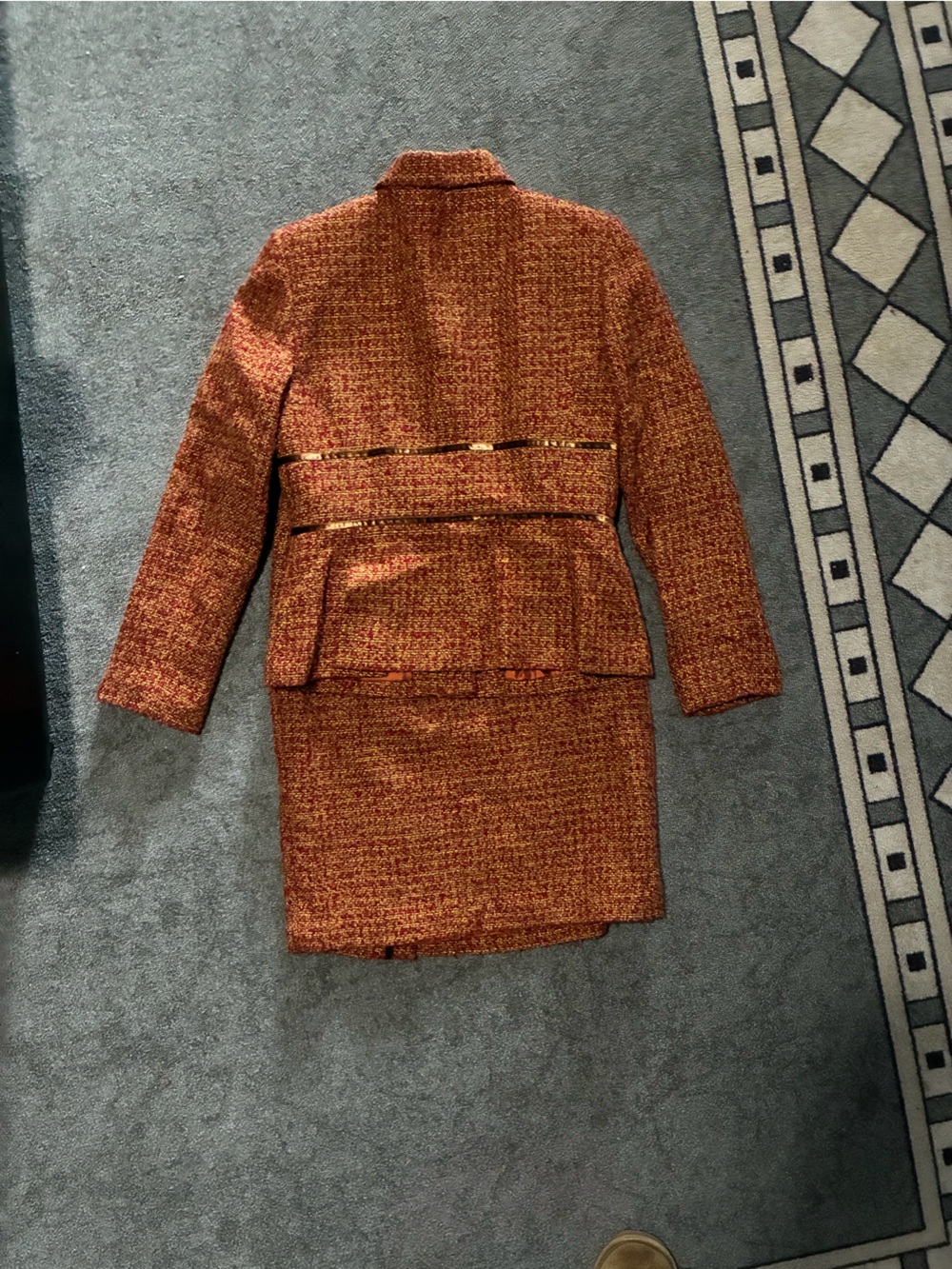 Liz Claiborne Vintage 90s Rust Orange Tweed Blazer and Skirt Set - Picture 8 of 8